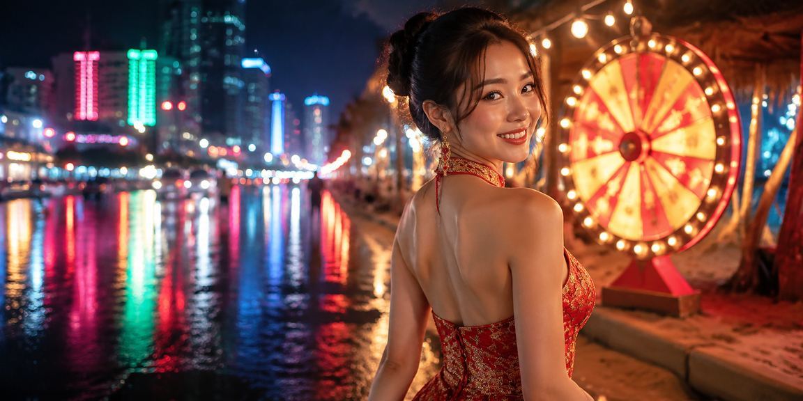 Ánh đèn neon đặc trưng TP.HCM về đêm gợi không khí sôi động của giải trí và may mắn