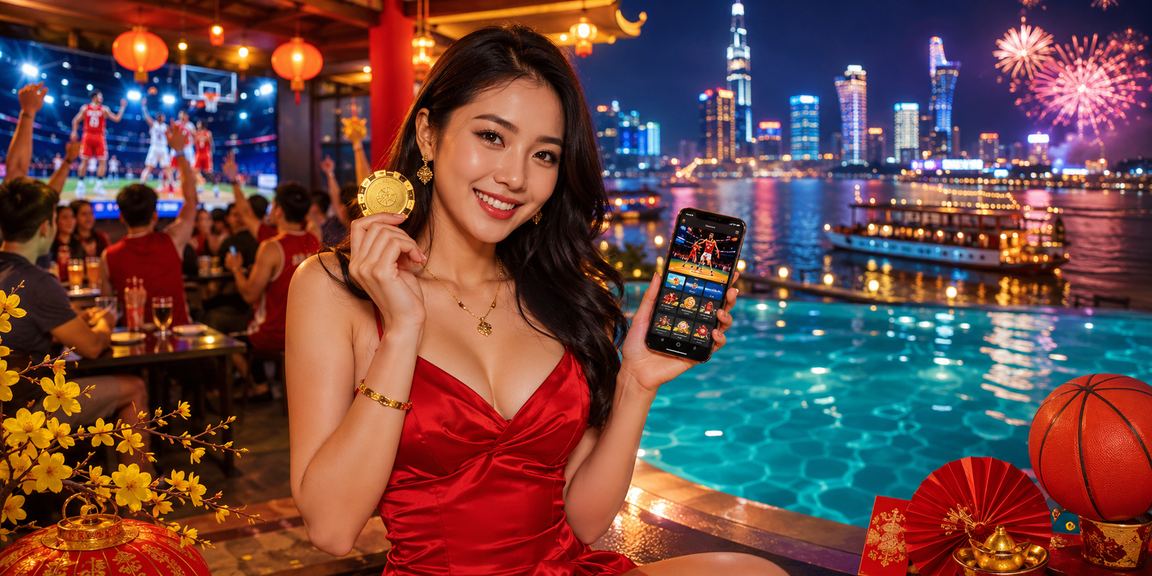 Không khí lễ hội Tết tại miền Tây với cảnh xem bóng rổ và cá cược thể thao trực tuyến